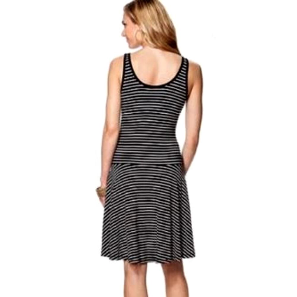Chaps Oleander Black and White Stripe Sleeveless Dress Size L - Picture 2 of 14